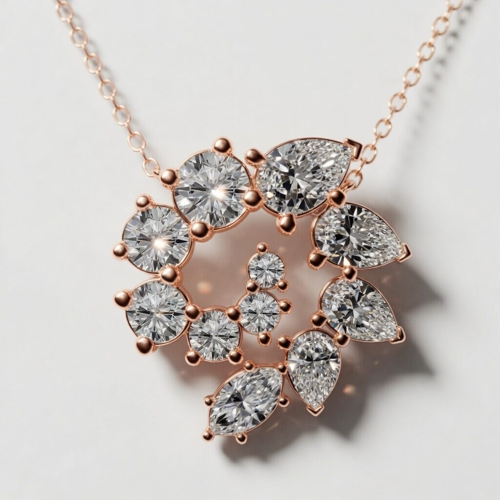 3.00 CTW Multi-Shape Lab-Grown Diamond Swirl Pendant (D–F / VS1–VS2)