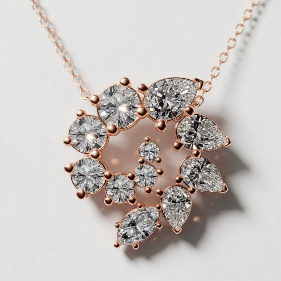 3.00 CTW Multi-Shape Lab-Grown Diamond Swirl Pendant (D–F / VS1–VS2)