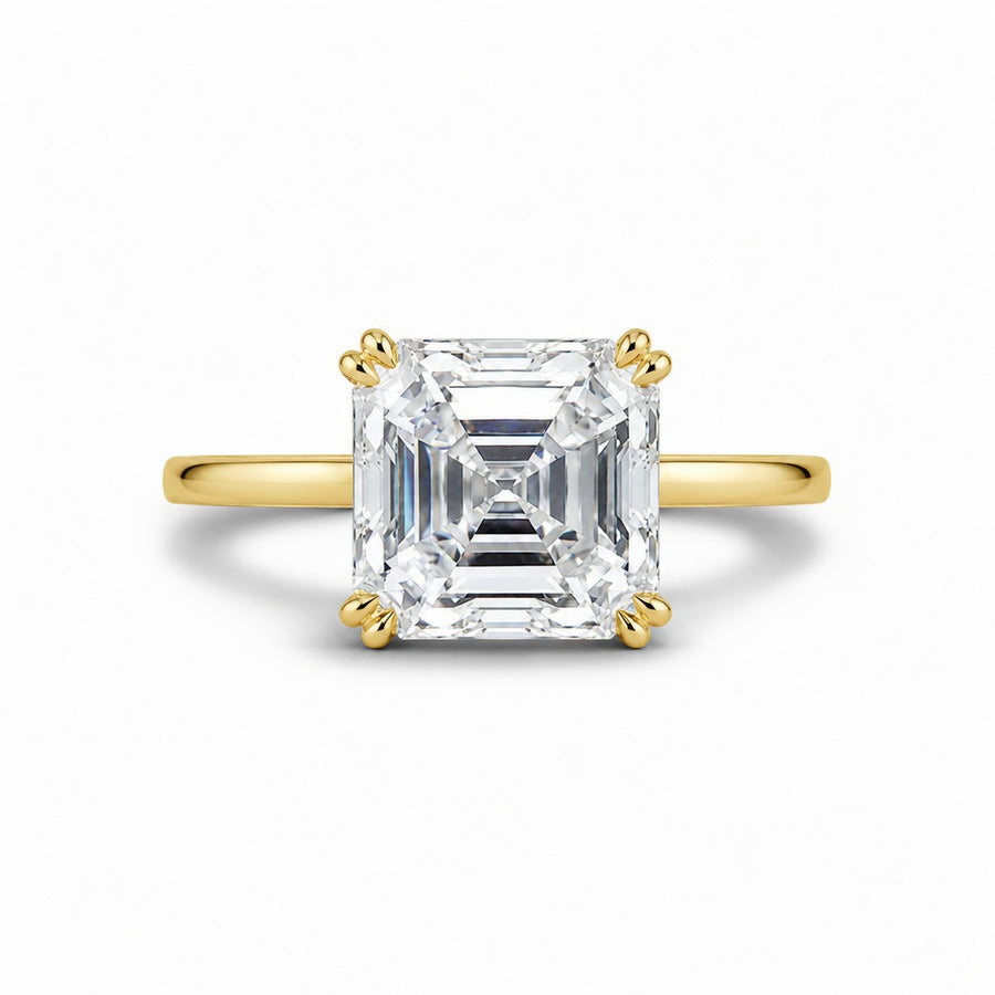 3.00 CT Asscher Cut Lab-Grown Diamond Solitaire Engagement Ring in 14K White Gold – Double Claw Prong Design
