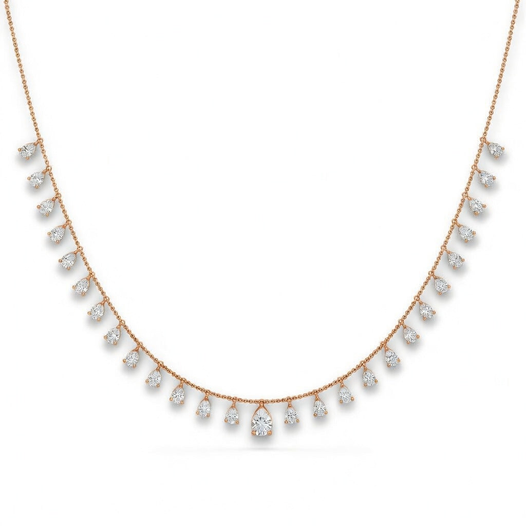 2.6 Ct Pear Cut Diamond Chain Necklace VS1 D-F White Gold 14k