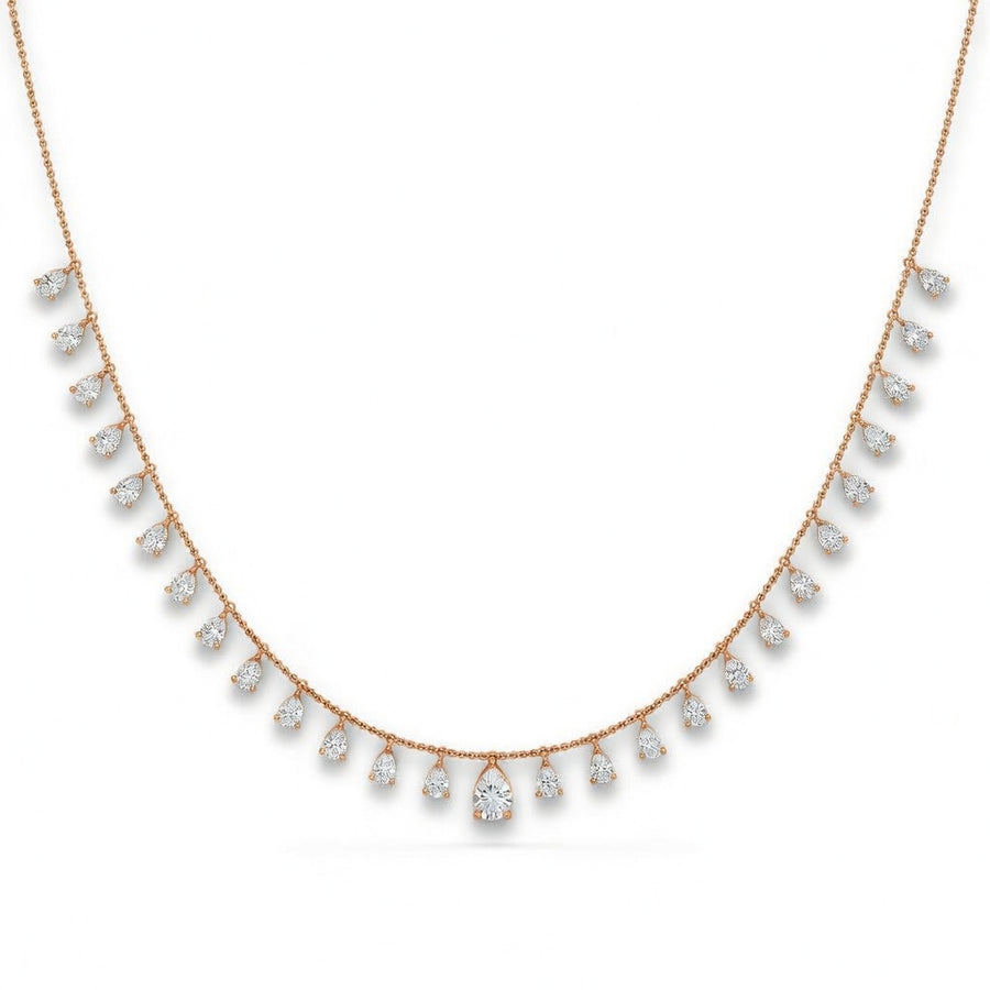 2.6 Ct Pear Cut Diamond Chain Necklace VS1 D-F White Gold 14k