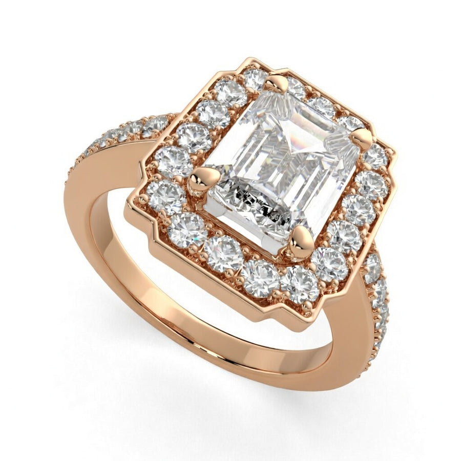 Amalia 2.5 Carat Radiant Cut Halo Pave Engagement Ring