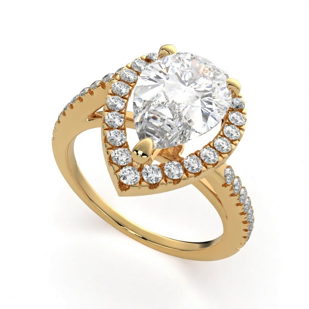 Paloma 3.35 Carat Pear Cut Pave Halo Engagement Ring