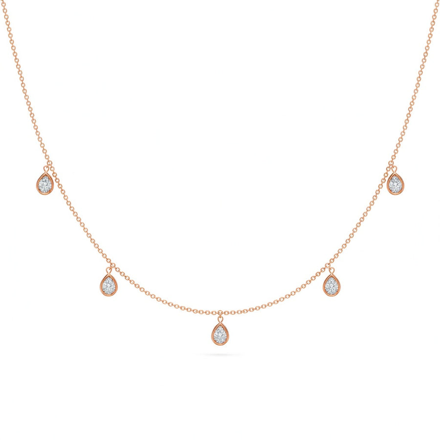 0.85 Ct Pear Cut Diamond Chain Necklace VS1 D-F White Gold 14k
