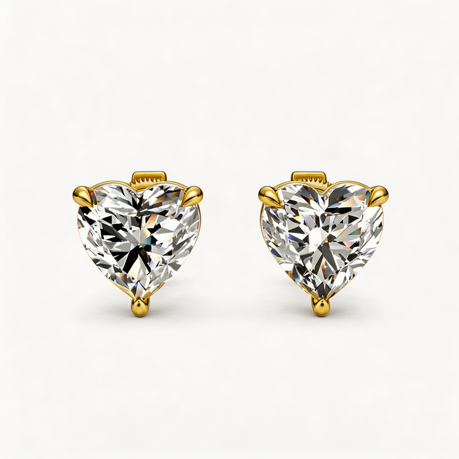3 ct Heart Cut Stud Solitaire Butterfly Diamond Earrings VS1 D White Gold 14k