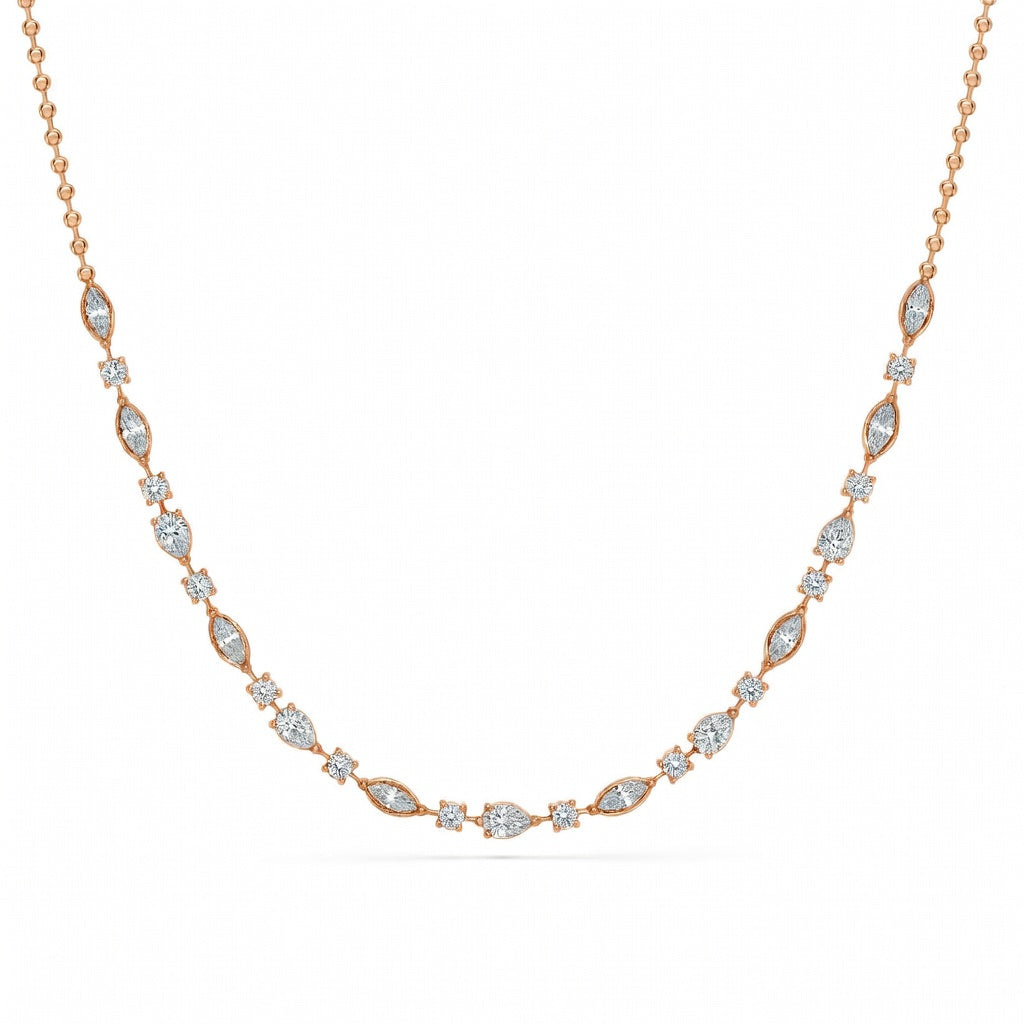 5 Ct Marquise Pear Round Cut Diamond Chain Necklace VS1 D-F White Gold 14k
