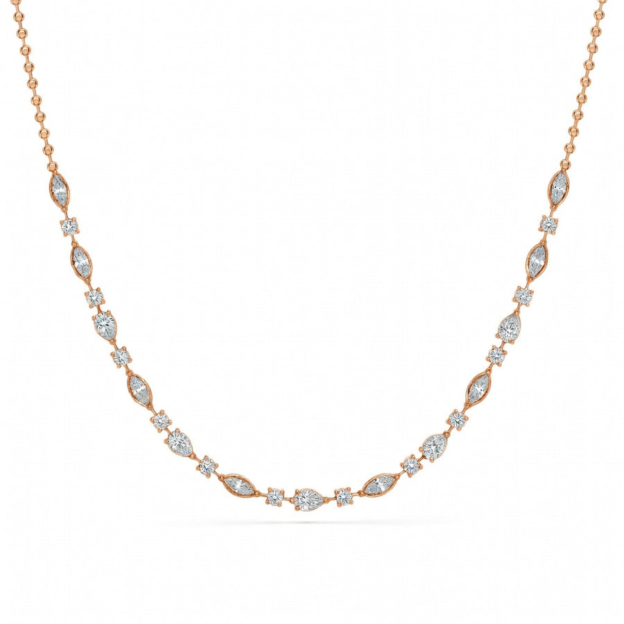 5 Ct Marquise Pear Round Cut Diamond Chain Necklace VS1 D-F White Gold 14k