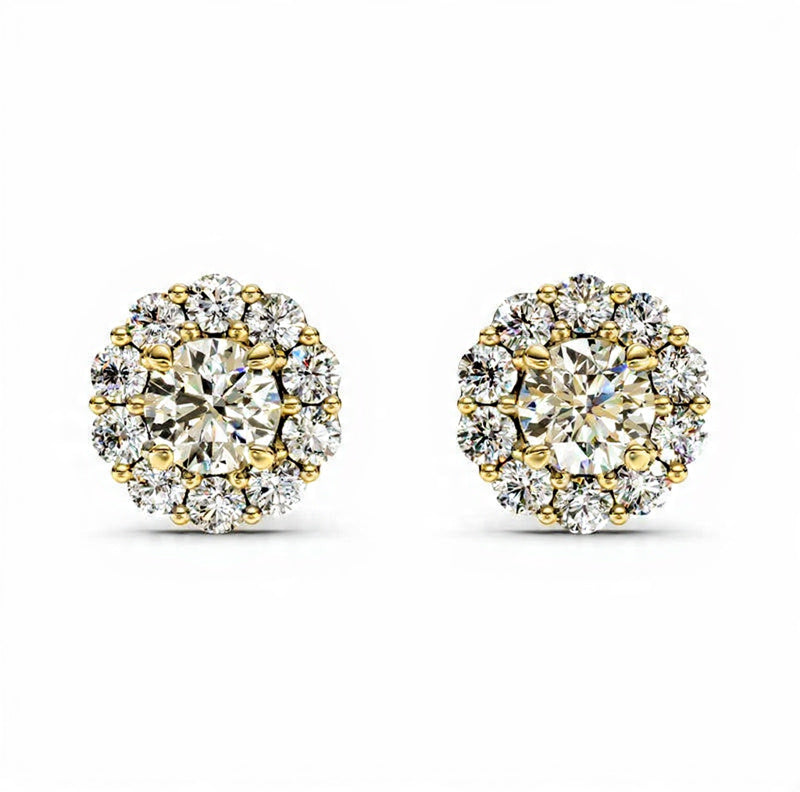 1.4 ct Round Cut Stud Prong Butterfly Diamond Earrings VS1 D White Gold 14k