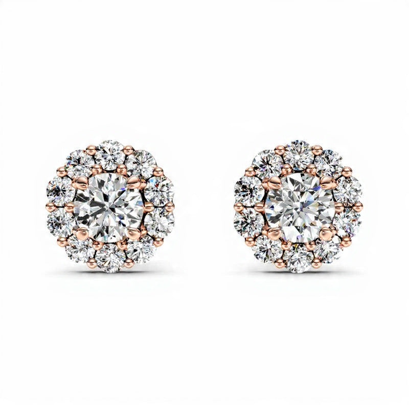 1.4 ct Round Cut Stud Prong Butterfly Diamond Earrings VS1 D White Gold 14k
