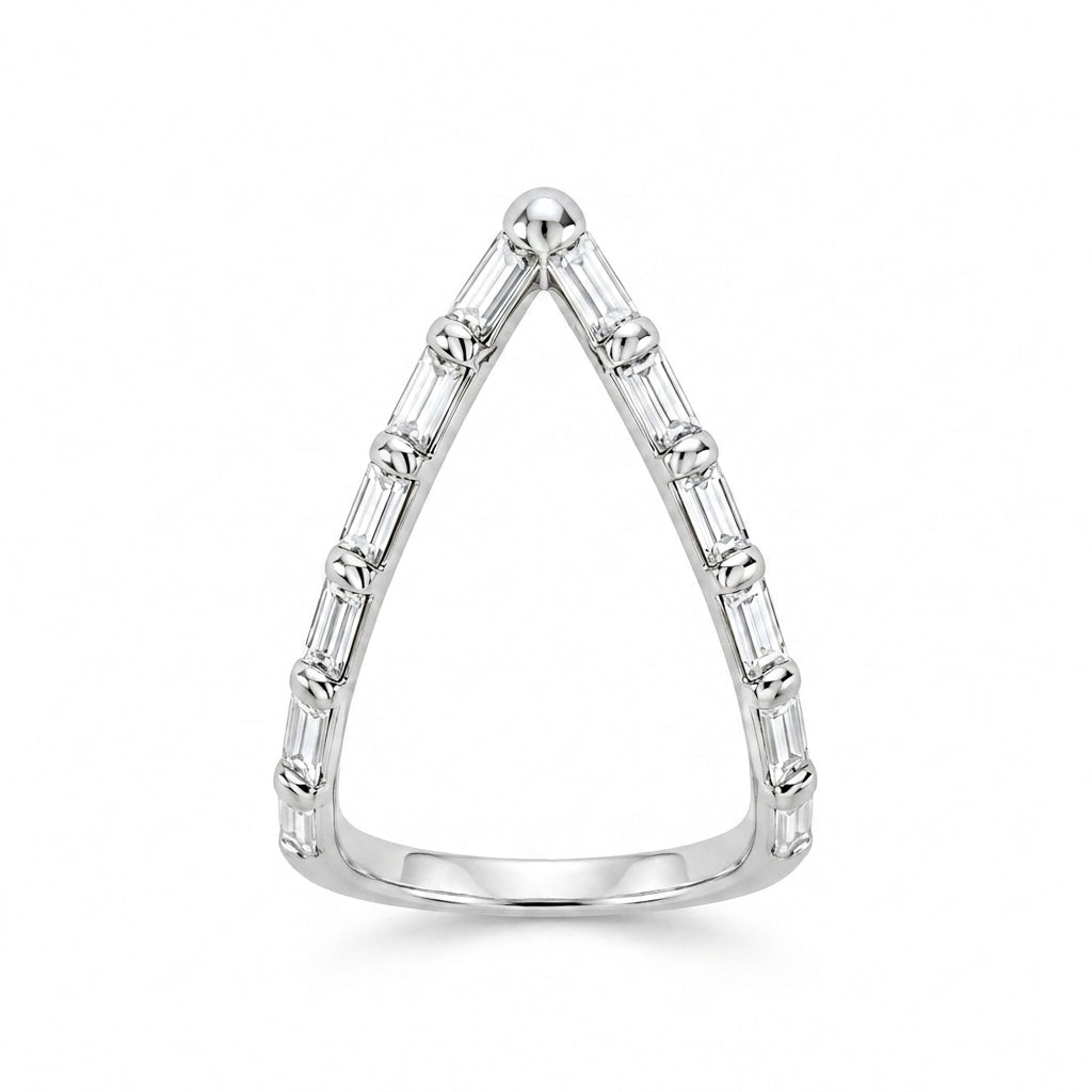 1.00 CT Lab-Grown Diamond Chevron Fashion Ring in 14K White Gold (Dâ€“F / VS1â€“VS2) from Diamond Studio