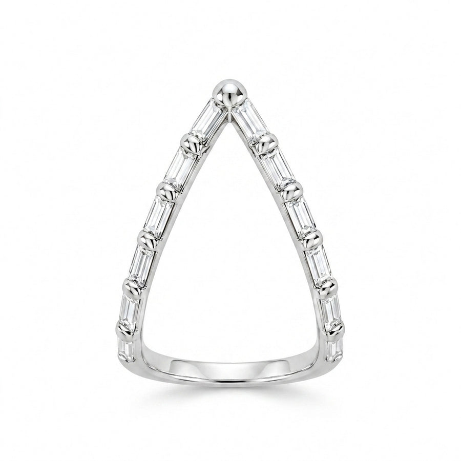 1.00 CT Lab-Grown Diamond Chevron Fashion Ring in 14K White Gold (D–F / VS1–VS2)