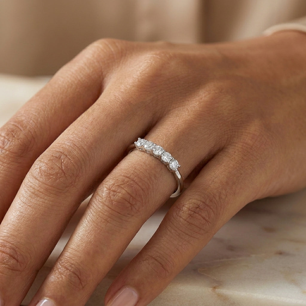 1.90 CT 5-Stone Lab-Grown Diamond Band Ring in 14K White Gold (D–F / VS1–VS2)