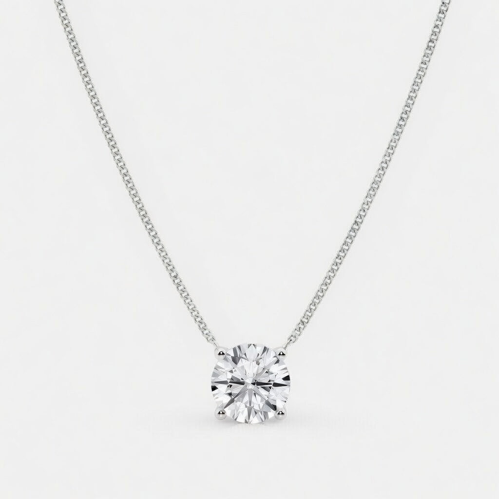3.00 Carat Round Cut Lab-Grown Diamond Solitaire Pendant VS1–VS2 D–F 14K White Gold