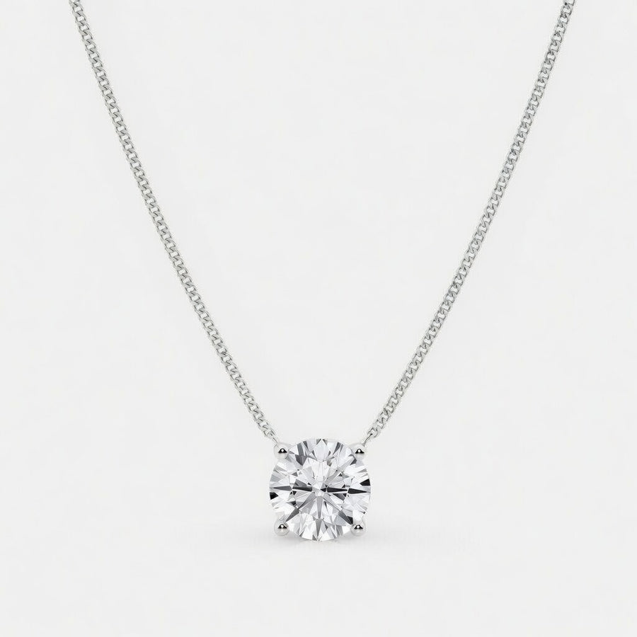 3.00 Carat Round Cut Lab-Grown Diamond Solitaire Pendant VS1–VS2 D–F 14K White Gold