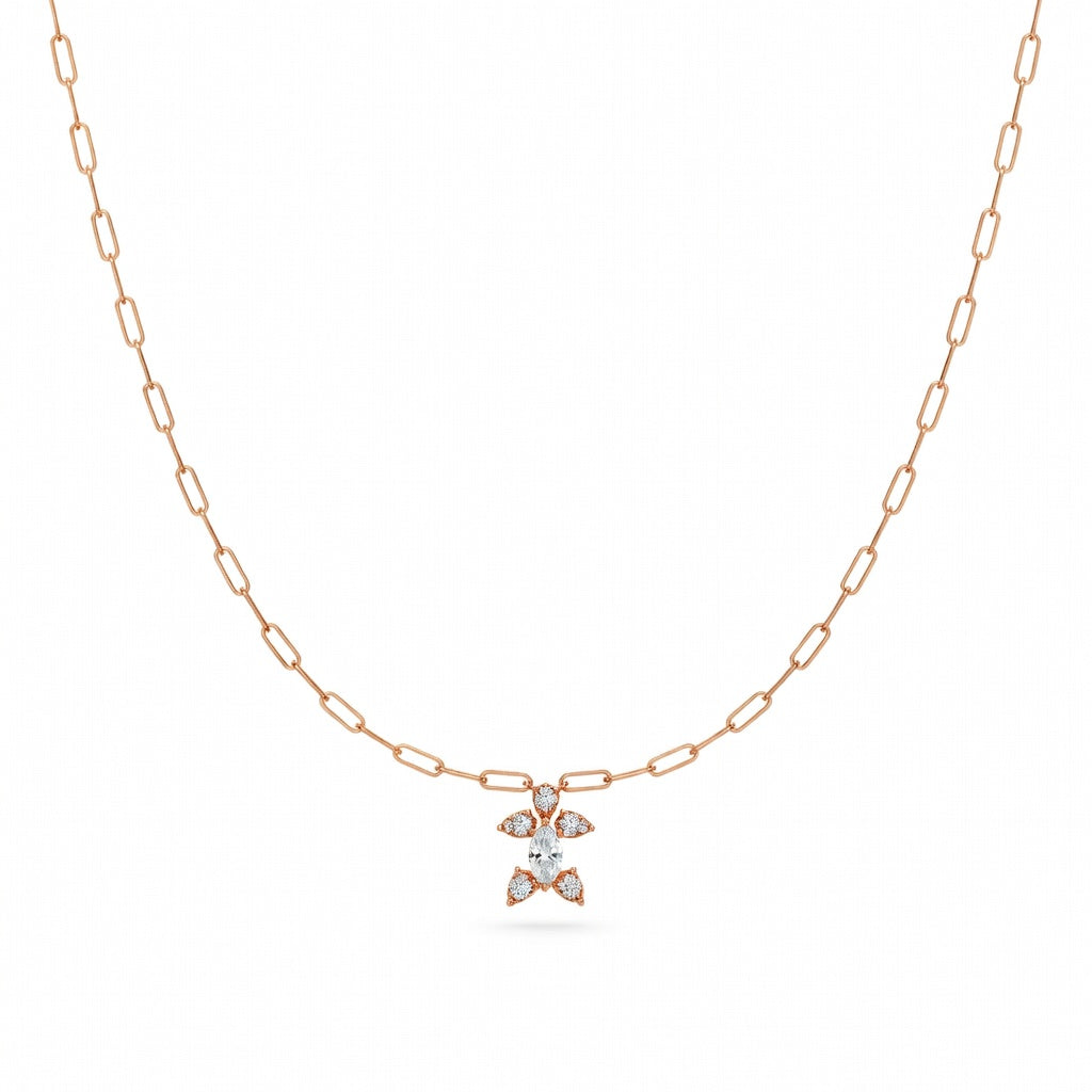 0.9 Ct Marquise Pear Cut Diamond Pendant Necklace VS1 D-F White Gold 14k