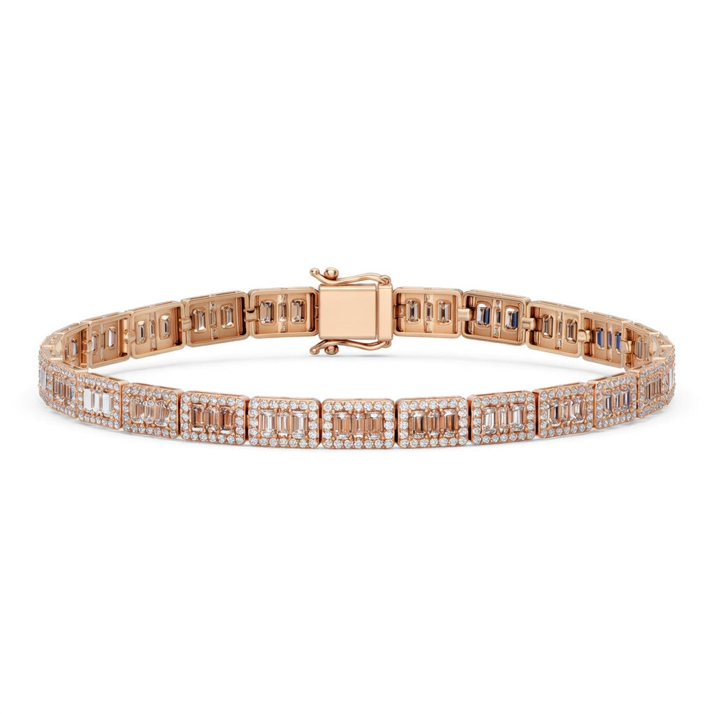 4.74 Carat Emerald Cut Diamond Tennis Bracelet VS1 D F White Gold 14k