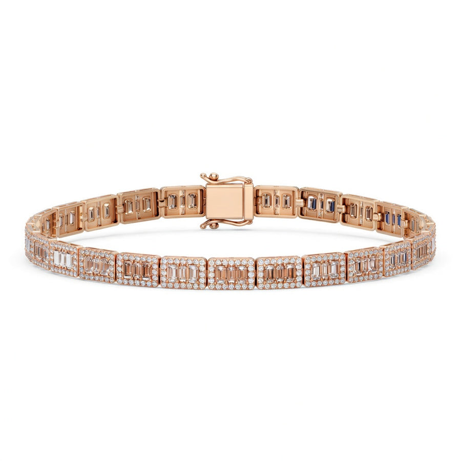 4.74 Carat Emerald Cut Diamond Tennis Bracelet VS1 D F White Gold 14k
