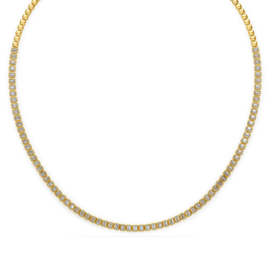 9.65 Ct Emerald Cut Diamond Tennis Necklace VS1 D-F White Gold 14k