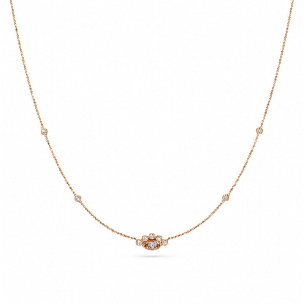 0.6 Ct Marquise Round Cut Diamond Pendant Necklace VS1 D-F White Gold 14k