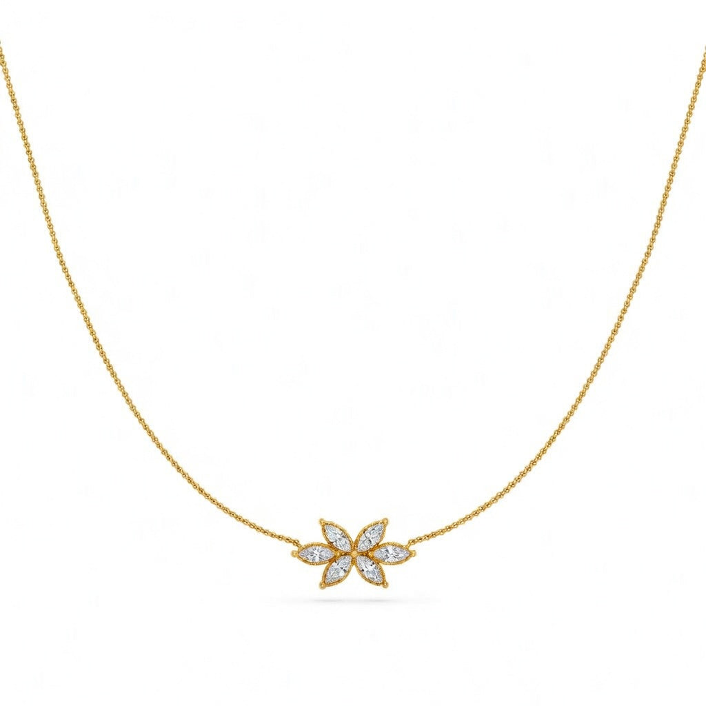 0.85 Ct Marquise Cut Diamond Chain Necklace VS1 D-F White Gold 14k