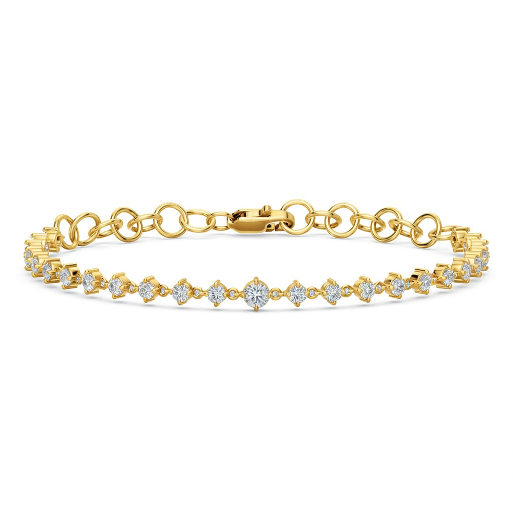 2.44 Carat Round Cut Diamond Chain Bracelet VS1 D F White Gold 14k