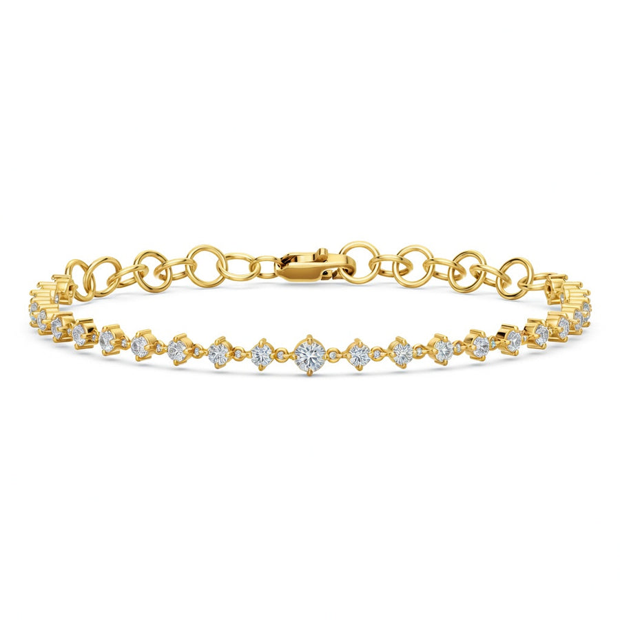 2.44 Carat Round Cut Diamond Chain Bracelet VS1 D F White Gold 14k