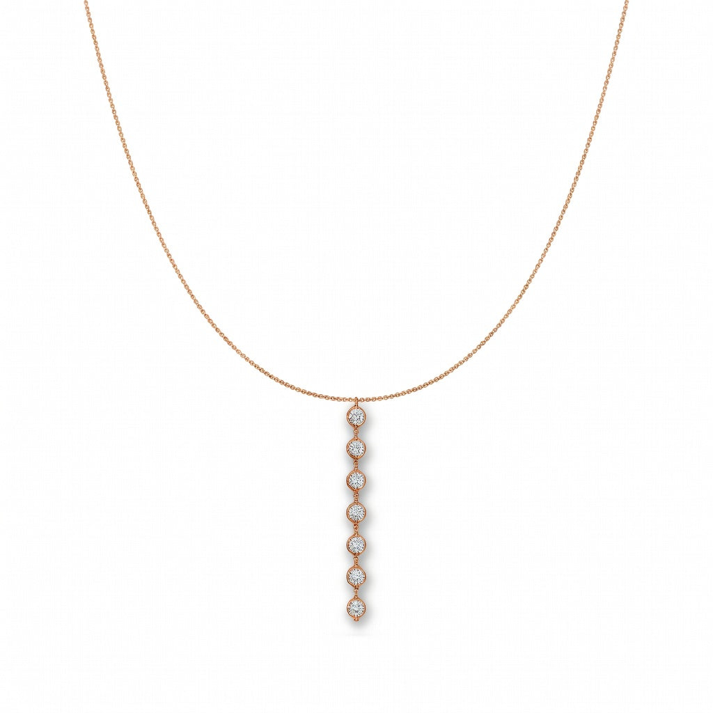0.9 Ct Round Cut Diamond Lariat Necklace VS1 D-F White Gold 14k