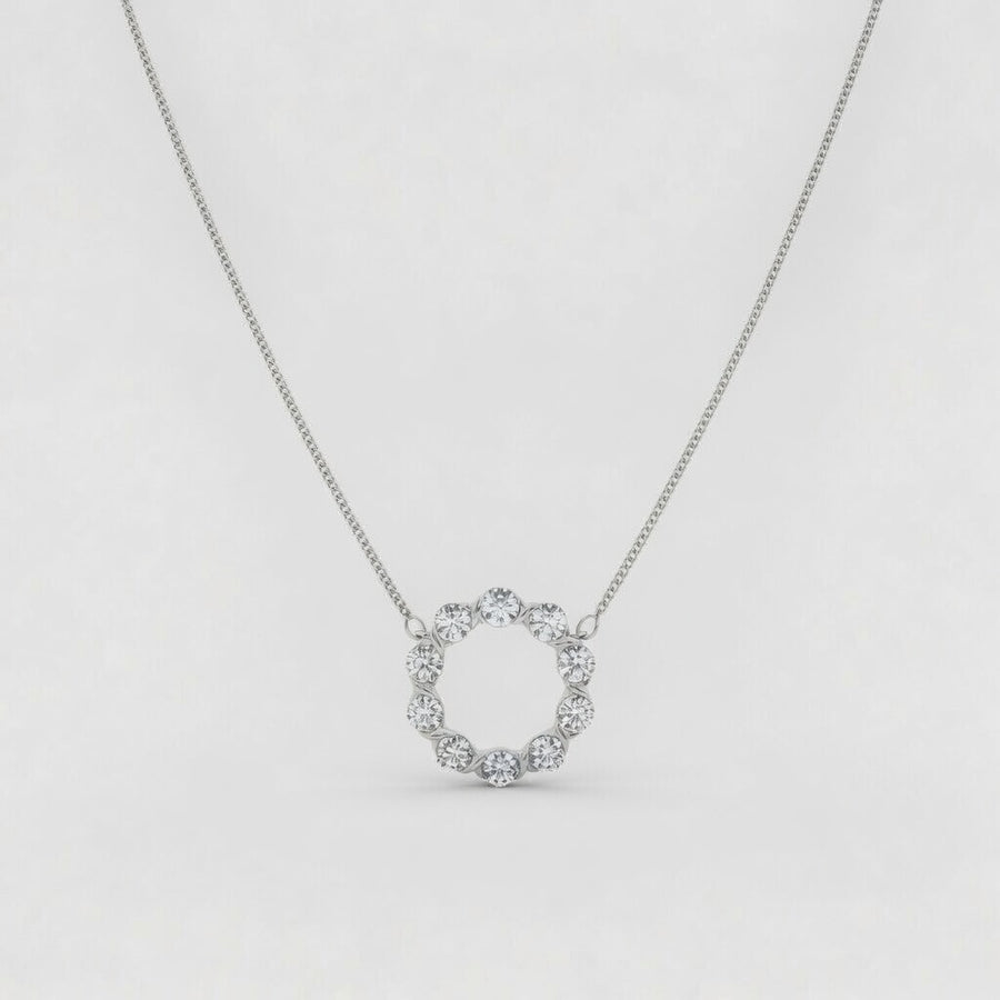 2.00 CTW Round Lab-Grown Diamond Circle Pendant with Adjustable Chain (D–F / VS1–VS2, IGI Certified)