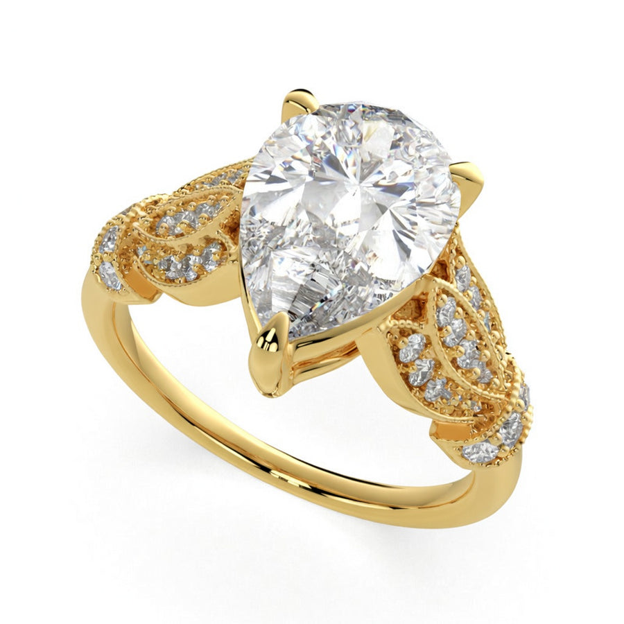 Nadia 3.15 Carat Pear Cut Pave Milgrain Engagement Ring