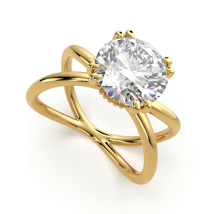 Tatiana 1 Carat Round Cut Solitaire Split Shank Engagement Ring