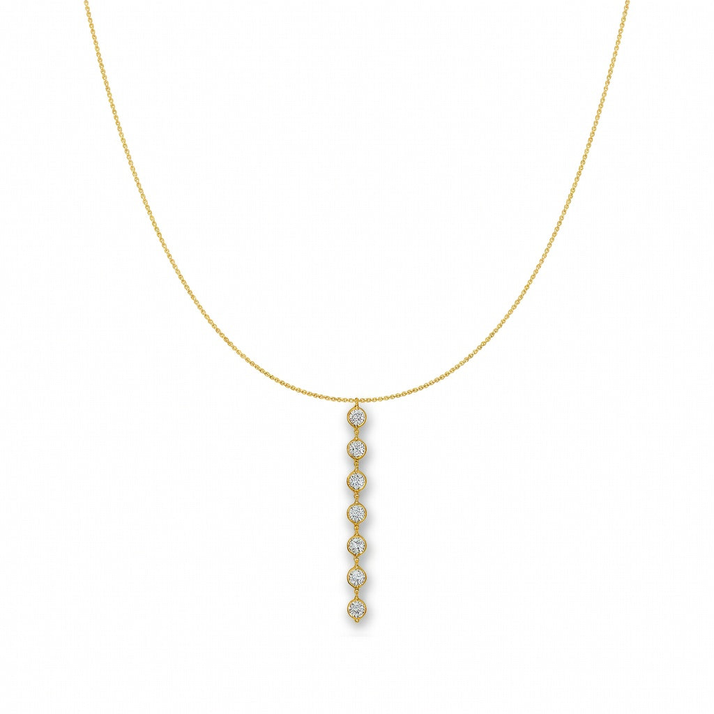 0.9 Ct Round Cut Diamond Lariat Necklace VS1 D-F White Gold 14k