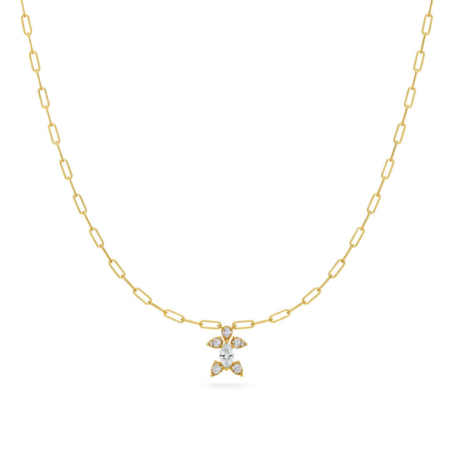 0.9 Ct Marquise Pear Cut Diamond Pendant Necklace VS1 D-F White Gold 14k