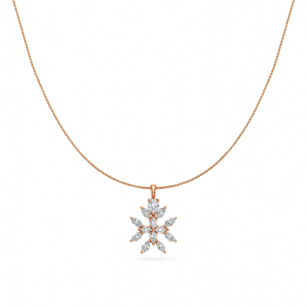 1.4 Ct Marquise Pear Cut Diamond Pendant Necklace VS1 D-F White Gold 14k