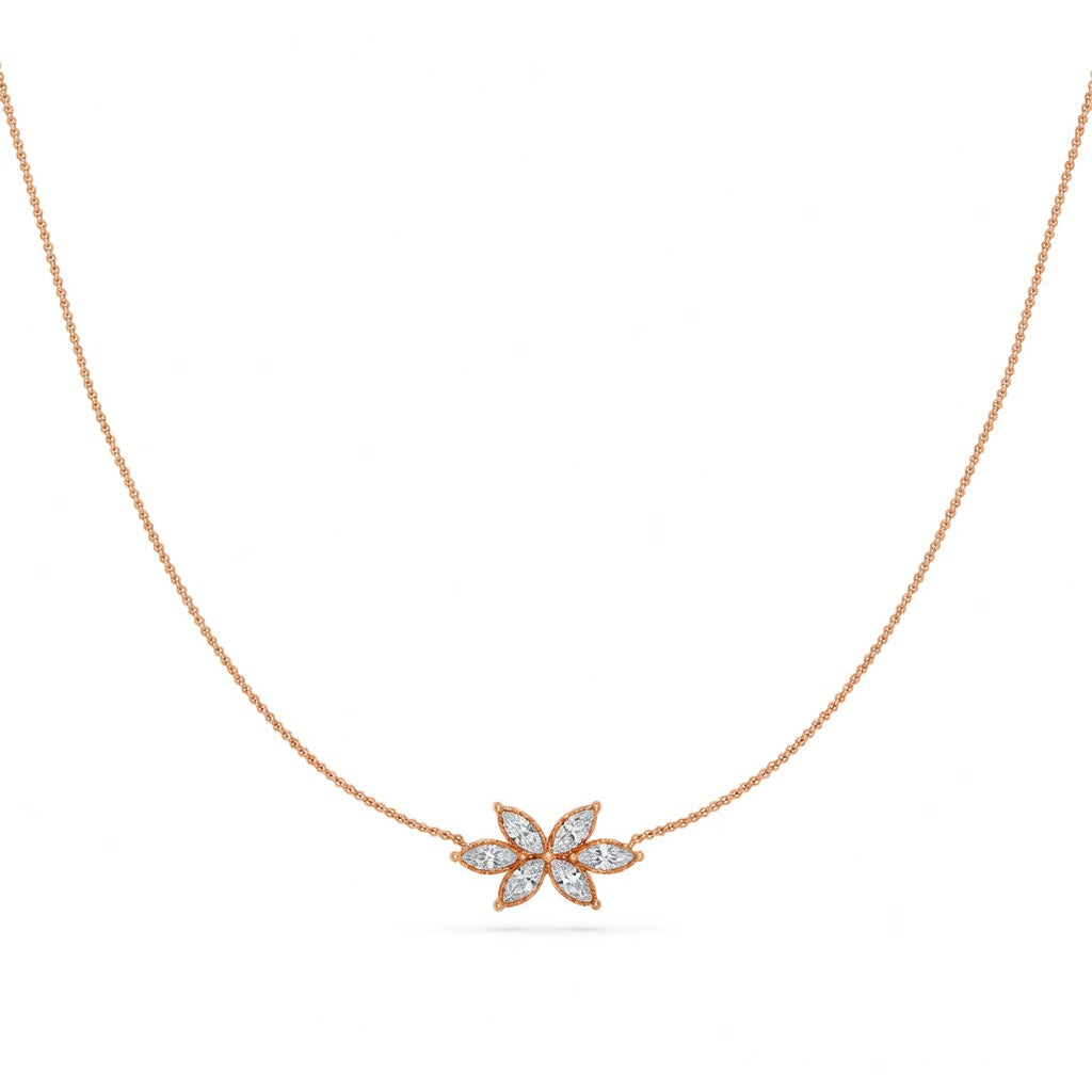 0.85 Ct Marquise Cut Diamond Chain Necklace VS1 D-F White Gold 14k