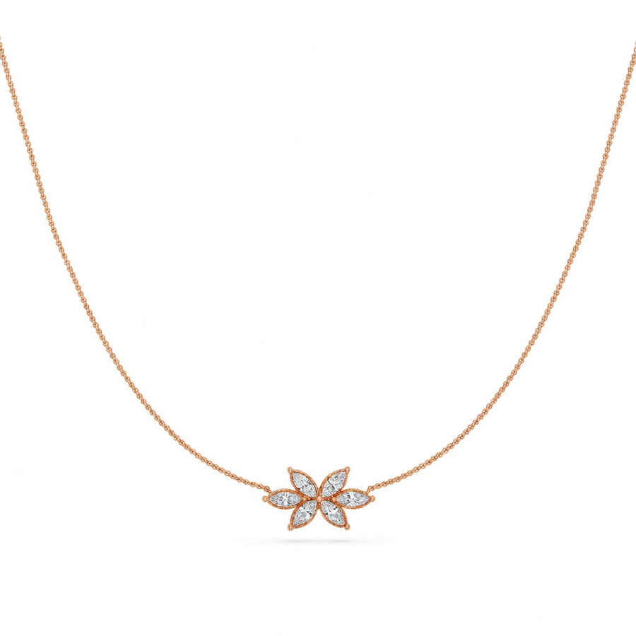 0.85 Ct Marquise Cut Diamond Chain Necklace VS1 D-F White Gold 14k