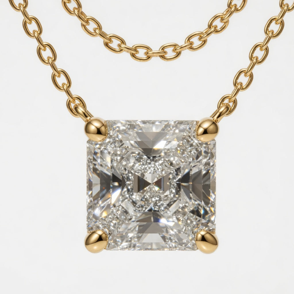 3.00 CTW Asscher Cut Lab-Grown Diamond Solitaire Pendant (D–F / VS1–VS2, IGI Certified)