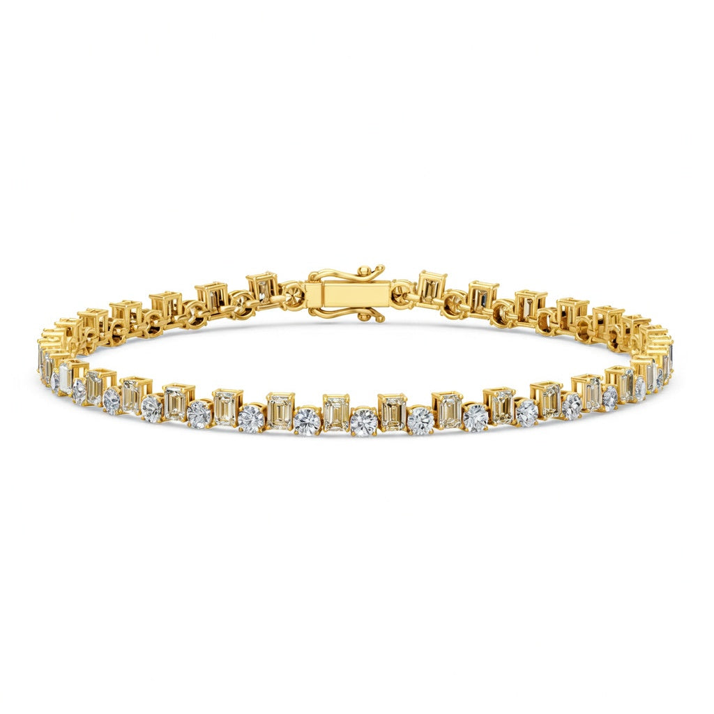 6.41 Carat Emerald Cut Diamond Tennis Bracelet VS1 D F White Gold 14k
