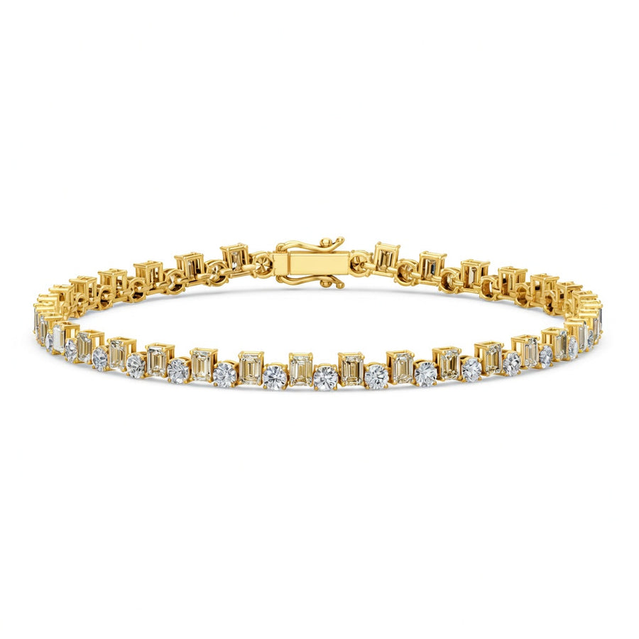 6.41 Carat Emerald Cut Diamond Tennis Bracelet VS1 D F White Gold 14k