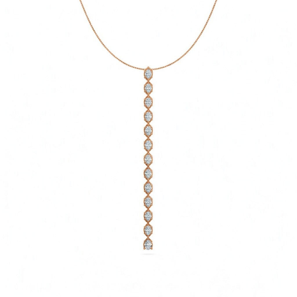 2.3 Ct Pear Marquise Cut Diamond Lariat Necklace VS1 D-F White Gold 14k