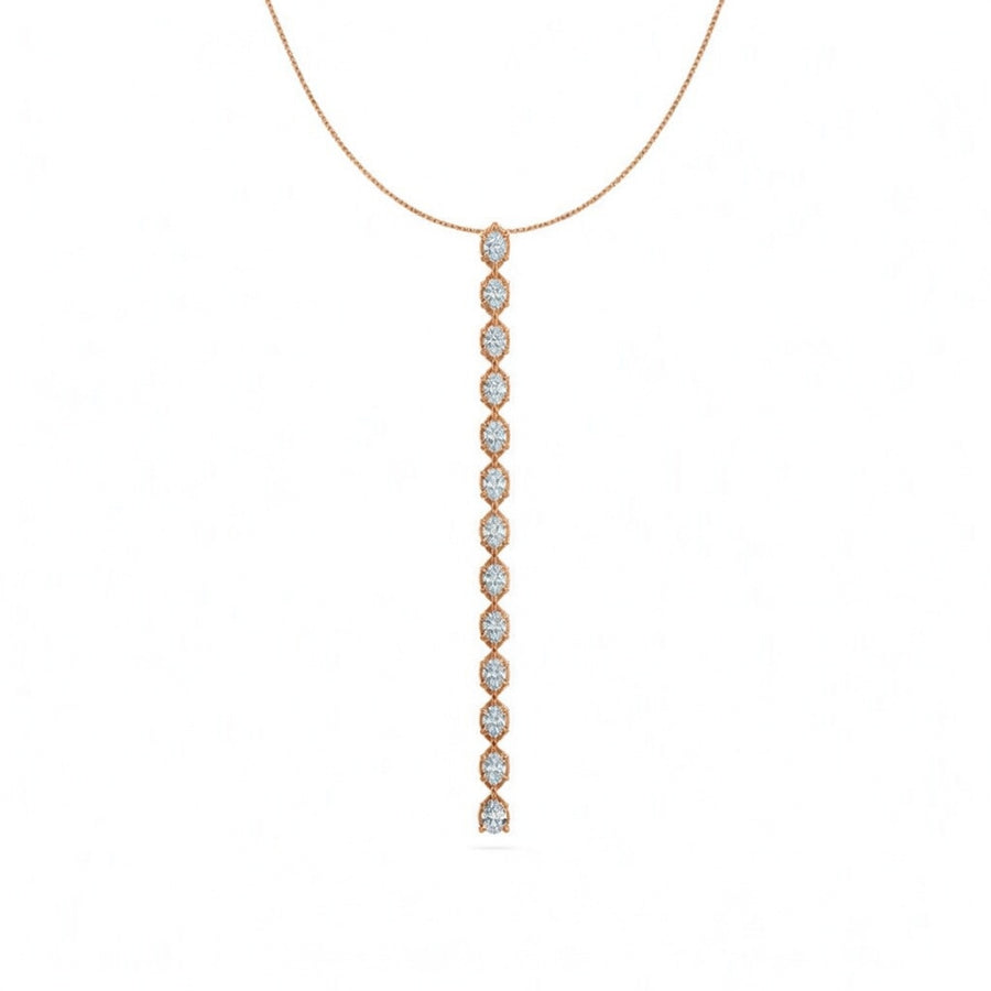 2.3 Ct Pear Marquise Cut Diamond Lariat Necklace VS1 D-F White Gold 14k