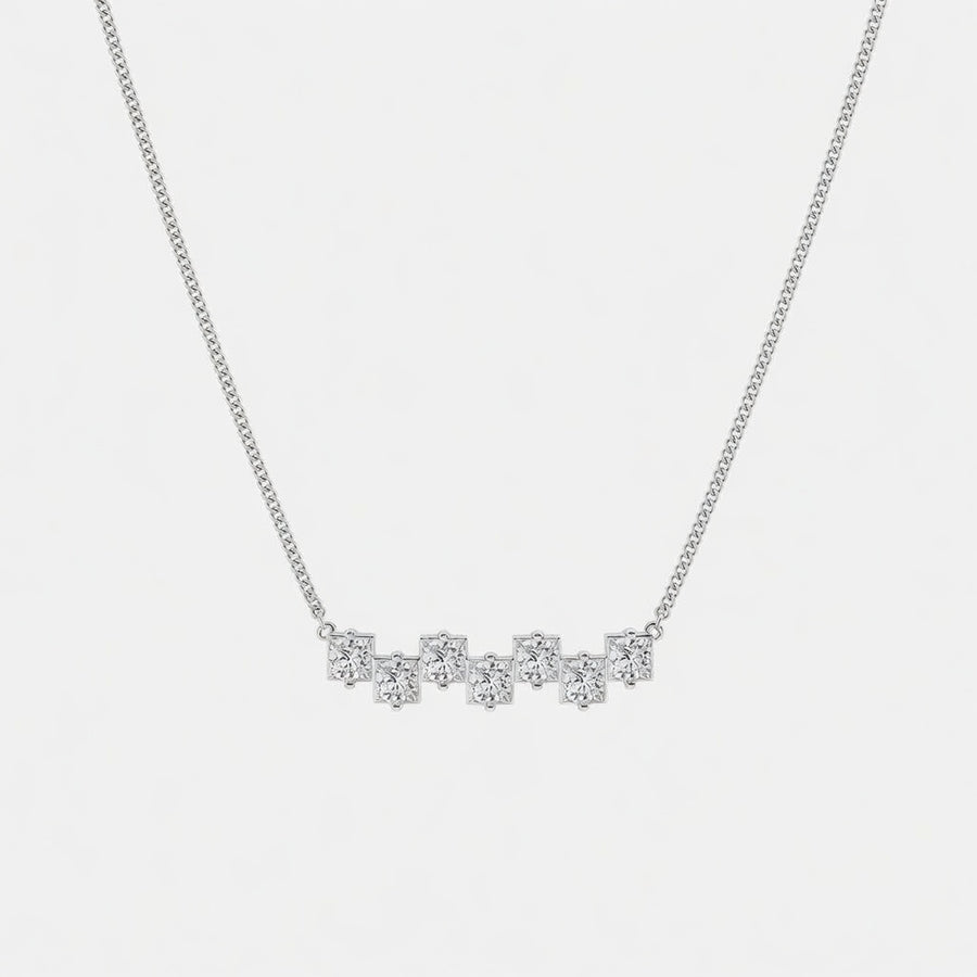 14K White Gold Princess-Cut Seven Stone Lab-Grown Diamond Pendant (1.75 CTW – D–F / VS1–VS2)