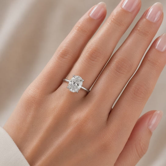 VS1 D Lab Grown Diamond Solitaire Oval Ring