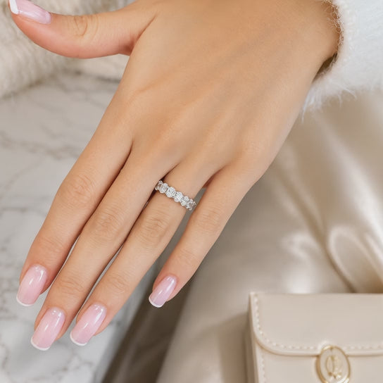 5.63 CT Lab-Grown Diamond Eternity Ring in 14K White Gold (D–F / VS1–VS2)