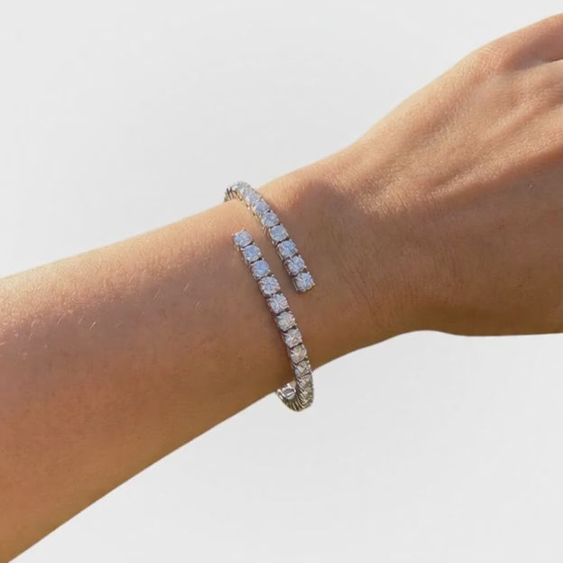 4.74 Carat Round Cut Diamond Bangle Bracelet VS1 D F White Gold 14k