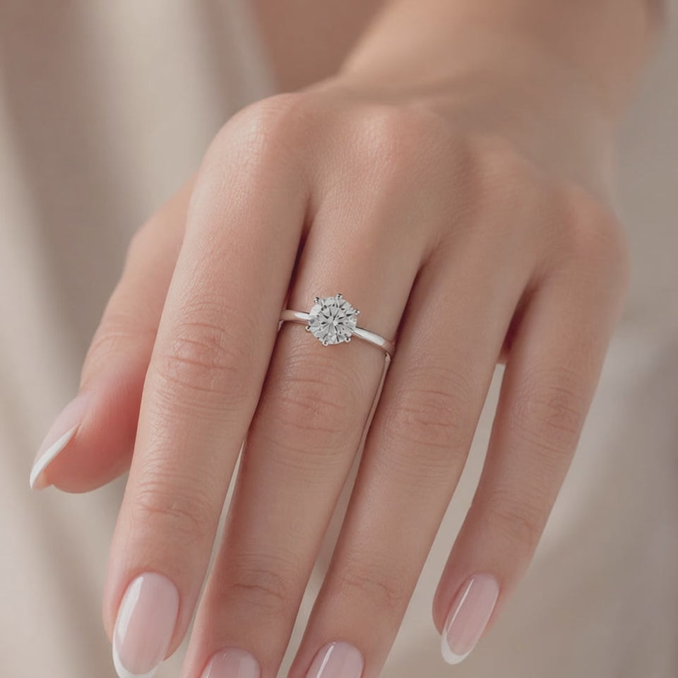 Olivia 2 ct Lab Grown Round Cut Classic 6 Prong Diamond Engagement Ring