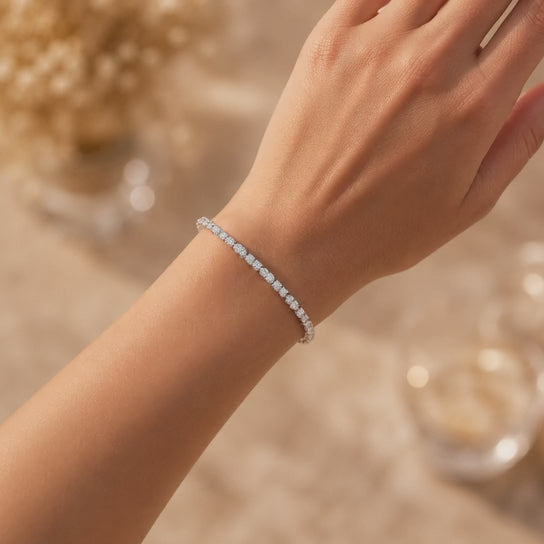3.99 Carat Marquise Cut Diamond Tennis Bracelet VS1 D F White Gold 14k