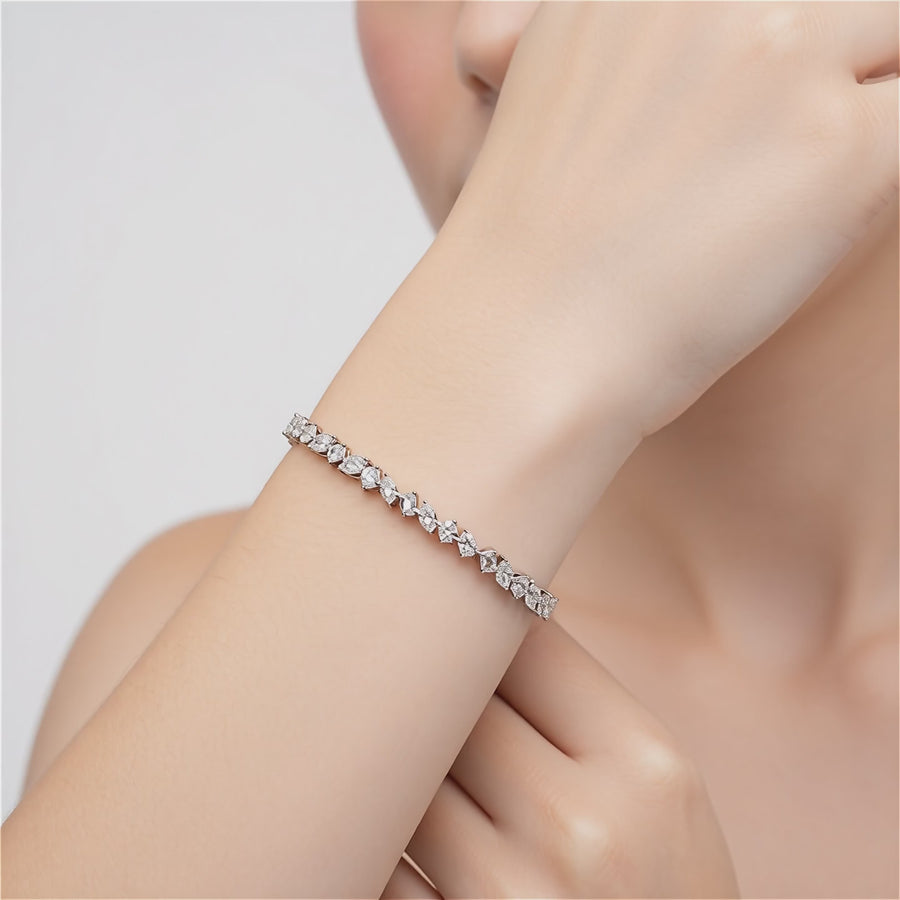 4.9 Carat Oval Marquise Emerald Pear Cut Diamond Tennis Bracelet VS1 D F White Gold 14k