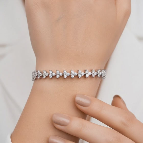 4.09 Carat Round Cut Diamond Tennis Bracelet VS1 D F White Gold 14k
