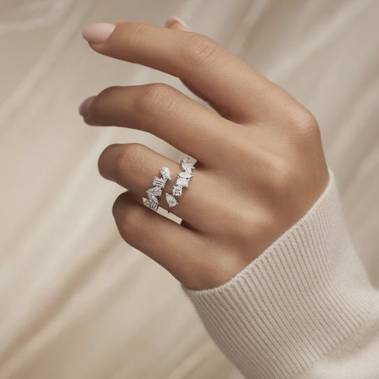1.45 CT Lab-Grown Diamond Wrap Fashion Ring in 14K White Gold (D–F / VS1–VS2)