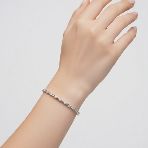 3.09 Carat Marquise Cut Diamond Tennis Bracelet VS1 D F White Gold 14k